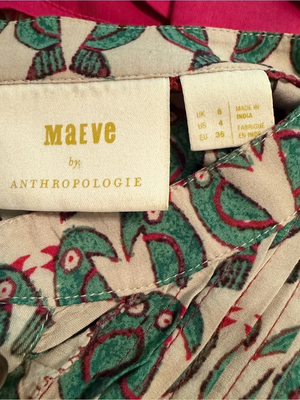 Anthropologie Green Bird Pintuck Peplum Blouse